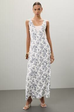 JASON WU White Blue Floral Print Sleeveless Lace Insert Criss Cross Back Dress12